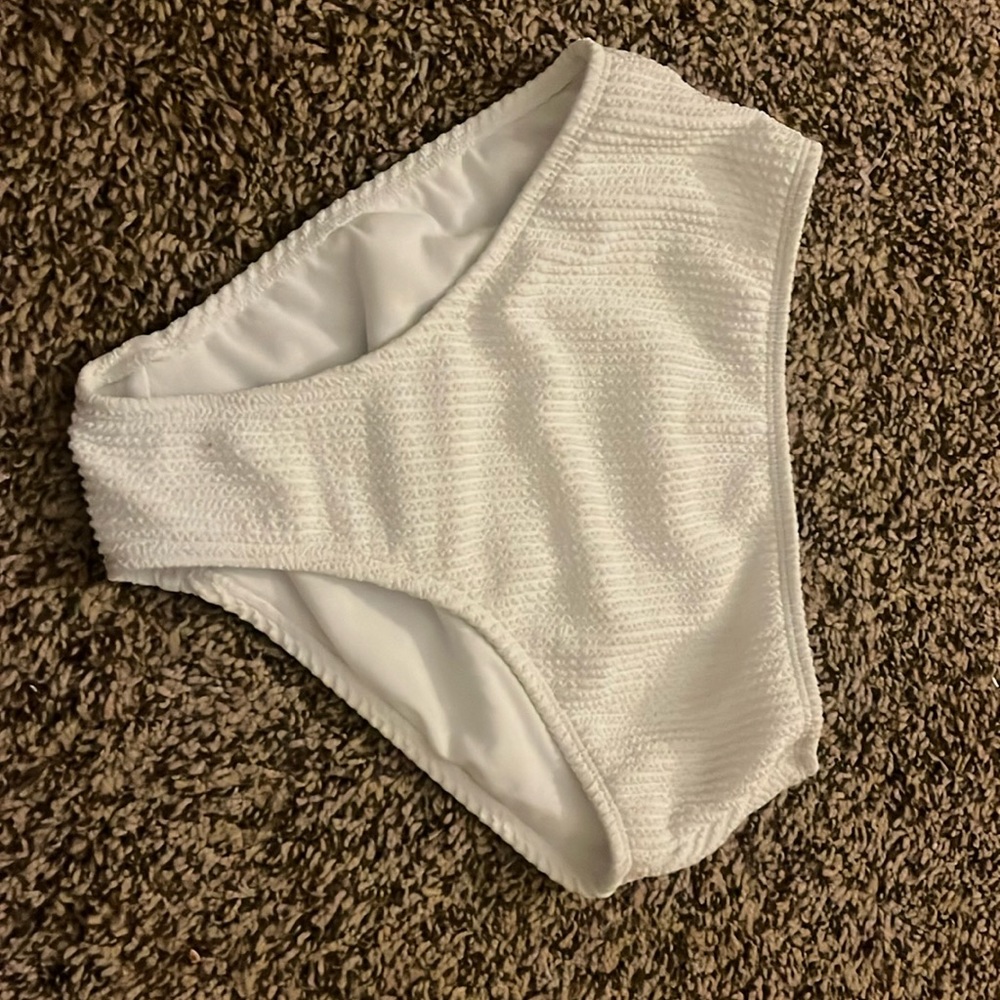 White bathing suit bottoms high rise